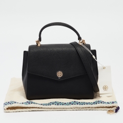 Pre Owned Tory Burch Black Leather Small Robinson Top Handle Bag