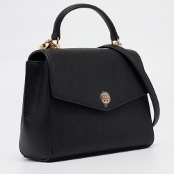 Pre Owned Tory Burch Black Leather Small Robinson Top Handle Bag