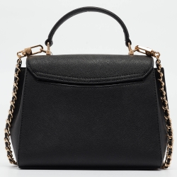 Pre Owned Tory Burch Black Leather Small Robinson Top Handle Bag