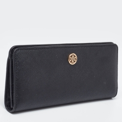 Pre Owned Tory Burch Black Leather Robinson Flap Continental Wallet