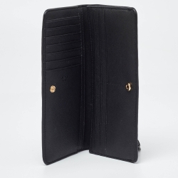 Pre Owned Tory Burch Black Leather Robinson Flap Continental Wallet
