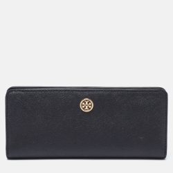 Pre Owned Tory Burch Black Leather Robinson Flap Continental Wallet