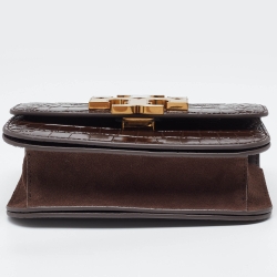 مملوكة مسبقًا Tory Burch Brown Croc Embossed Leather Small Eleanor Shoulder Bag