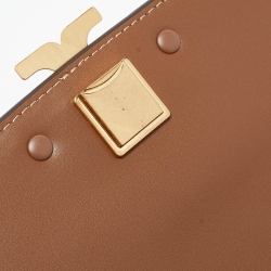 Pre Owned Tory Burch Gold Croc Embossed Leather Small Eleanor Shoulder Bag