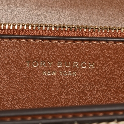 Pre Owned Tory Burch Gold Croc Embossed Leather Small Eleanor Shoulder Bag