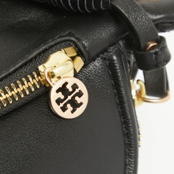 Pre Owned Tory Burch Black Leather Soft Fleming Belt Bag