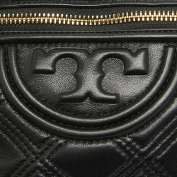 Pre Owned Tory Burch Black Leather Soft Fleming Belt Bag