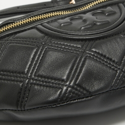 Pre Owned Tory Burch Black Leather Soft Fleming Belt Bag