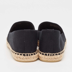 Pre Owned Tory Burch Black/White Canvas Slip On Espadrille Flats Size 41