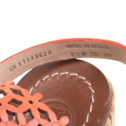 Pre Owned صندل توري برش نعل روكي فيلين ديزي جلد مخرم أحمر وردي مقاس 38.5