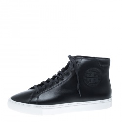 Tory Burch Navy Blue Leather Nola High Top Sneakers Size 40.5