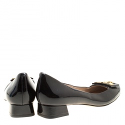 Pre Owned حذاء كعب عالي توري برش كعب عريض غيغي جلد لامع أسود مقاس 35.5