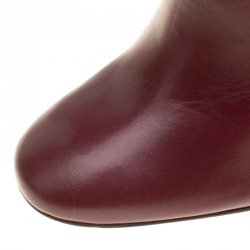 Pre Owned Tory Burch Burgundy Leather Sarava Braid Detail Knee Boots Size 37