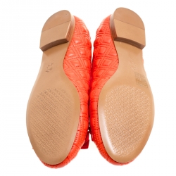 مملوكة مسبقًا حذاء فلات باليه تودز جلد مبطنة برتقالي مقاس 37
