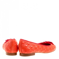 مملوكة مسبقًا حذاء فلات باليه تودز جلد مبطنة برتقالي مقاس 37