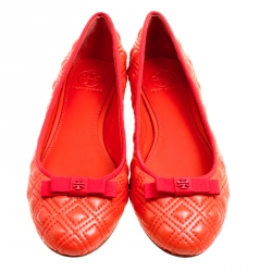 مملوكة مسبقًا حذاء فلات باليه تودز جلد مبطنة برتقالي مقاس 37