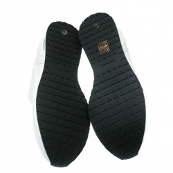 مملوكة مسبقًا Tory Burch White Leather Laney Crystal Embellished Slip On Sneakers Size 38