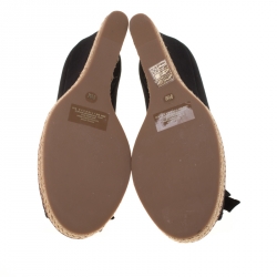 Pre Owned حذاء كعب عالي توري برش كعب روكي إسبادريل جاكي كانفاس أسود مقاس 39.5