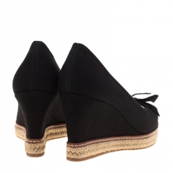 Pre Owned حذاء كعب عالي توري برش كعب روكي إسبادريل جاكي كانفاس أسود مقاس 39.5