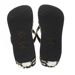 مملوكة مسبقًا شبشب بإصبع توري برش كعب روكي ثاندي PVC طباعة زهور مونوكروم مقاس 40