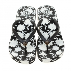 مملوكة مسبقًا شبشب بإصبع توري برش كعب روكي ثاندي PVC طباعة زهور مونوكروم مقاس 40