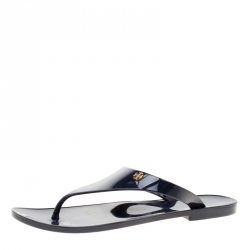 Pre Owned Tory Burch Blue Rubber Speer Flat Thong Sandals Size 36