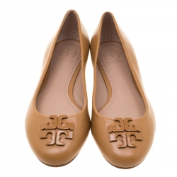 Pre Owned حذاء فلات باليه توري برش لويل جلد أسود مقاس 37