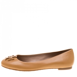 Pre Owned حذاء فلات باليه توري برش لويل جلد أسود مقاس 37