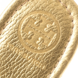 Pre Owned Tory Burch Metallic Gold Leather Miller Flat Thong Sandals Size 39.5