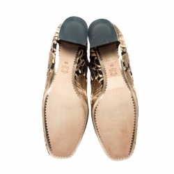 مملوكة مسبقًا Tory Burch Metallic Gold Brocade Fabric Ankle Boots Size 39