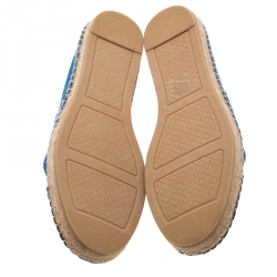 Pre Owned Tory Burch Indigo Light Wash Denim Chambray And Leather Espadrilles Size 40
