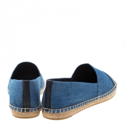 Pre Owned Tory Burch Indigo Light Wash Denim Chambray And Leather Espadrilles Size 40