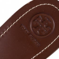 Pre Owned Tory Burch Black Leather Ankle Strap Flats Size 39.5