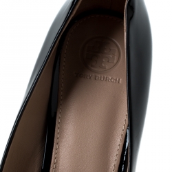 Pre Owned حذاء كعب عالي توري برش ماريا جلد لامع سود مقاس 39.5