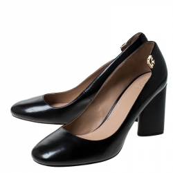 Pre Owned Tory Burch Black Leather Elizabeth Pumps Size 40