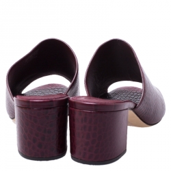 مملوكة مسبقًا صندل توري برش مقدمة مفتوحة Salinas جلد نقش تمساح عنابي مقاس 37.5