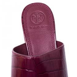 مملوكة مسبقًا صندل توري برش مقدمة مفتوحة Salinas جلد نقش تمساح عنابي مقاس 37.5