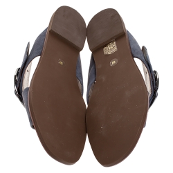 مملوكة مسبقًا Tory Burch Grey Suede Leather Thames Cross Strap Flats Size Size 38