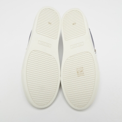 مملوكة مسبقًا Tory Burch Navy Blue Leather Ruffle Embellishment Sneakers Size 39.5