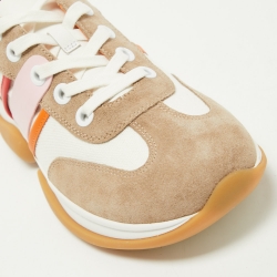 Tory Burch Multicolor Suede and Canvas Bubble Stripe Lace Up Sneakers Size 39