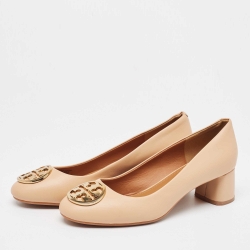 Pre Owned Tory Burch Beige Leather Benton Pumps Size 39.5