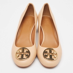 Pre Owned Tory Burch Beige Leather Benton Pumps Size 39.5