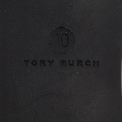 Pre Owned Tory Burch Cream Leather Logo Block Heel Pumps Size 40.5