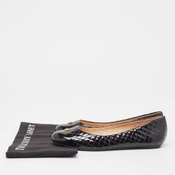 Pre Owned Tory Burch Black Quilted Patent Leather Kent Ballet Flats Size 39