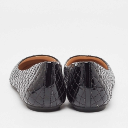 Pre Owned Tory Burch Black Quilted Patent Leather Kent Ballet Flats Size 39