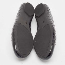 Pre Owned Tory Burch Black Quilted Patent Leather Kent Ballet Flats Size 39