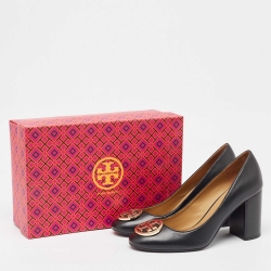 Pre Owned Tory Burch Black Leather Benton 2 Pumps Size 39.5