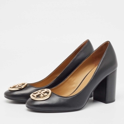 Pre Owned Tory Burch Black Leather Benton 2 Pumps Size 39.5