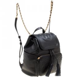 Tory Burch Black Leather Fleming Backpack