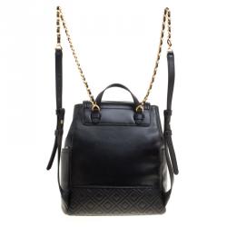 Tory Burch Black Leather Fleming Backpack
